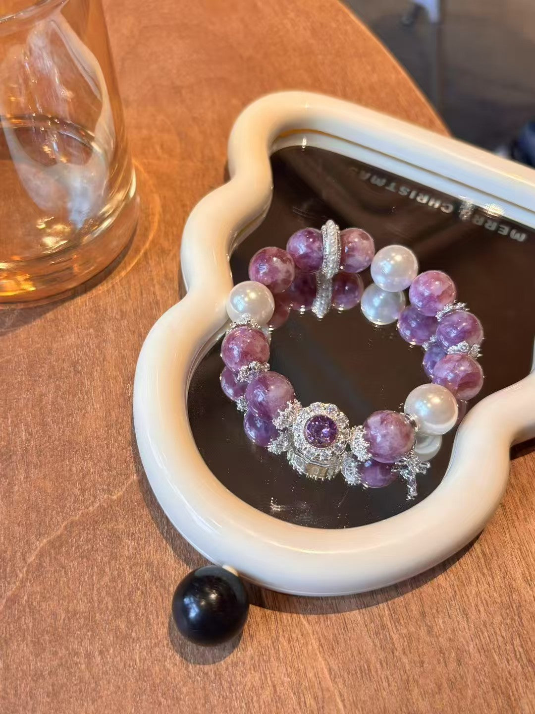 Charoite Divine Glow: Healing Crystal Bracelet with Pearl & Zircon Accents
