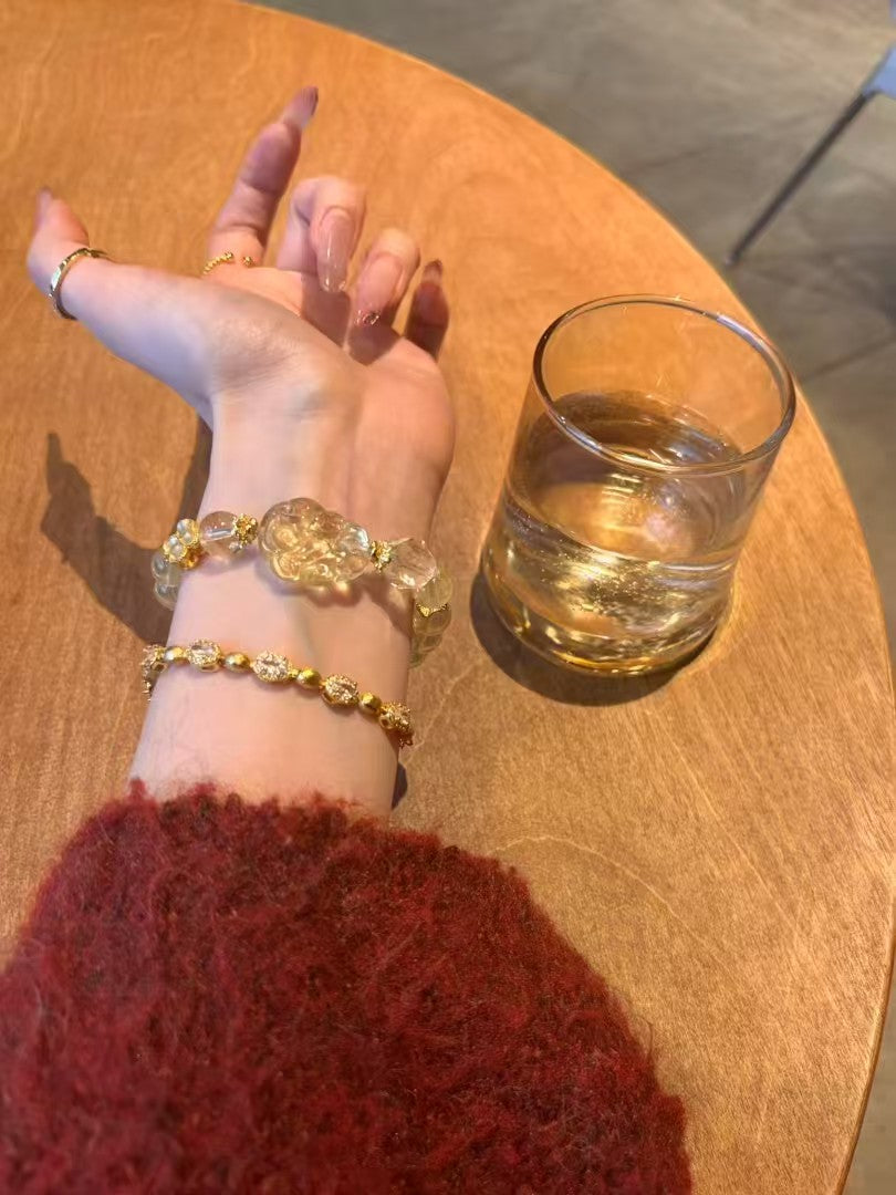 Citrine Fox Spirit Sanctuary: Healing Crystal Bracelet with Yellow Quartz Fox Pendant