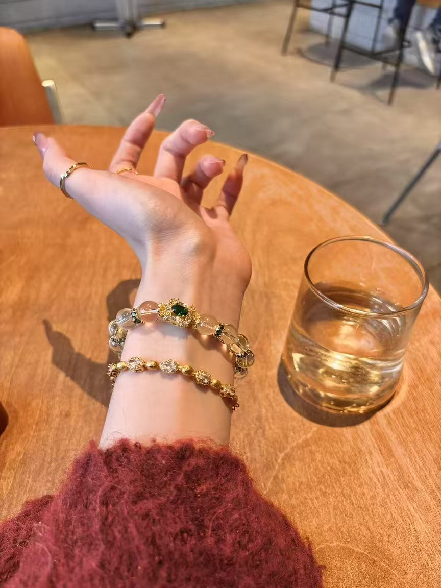 Citrine Clarity Sanctuary: High-Purity Healing Crystal Bracelet with Emerald Zircon Accents