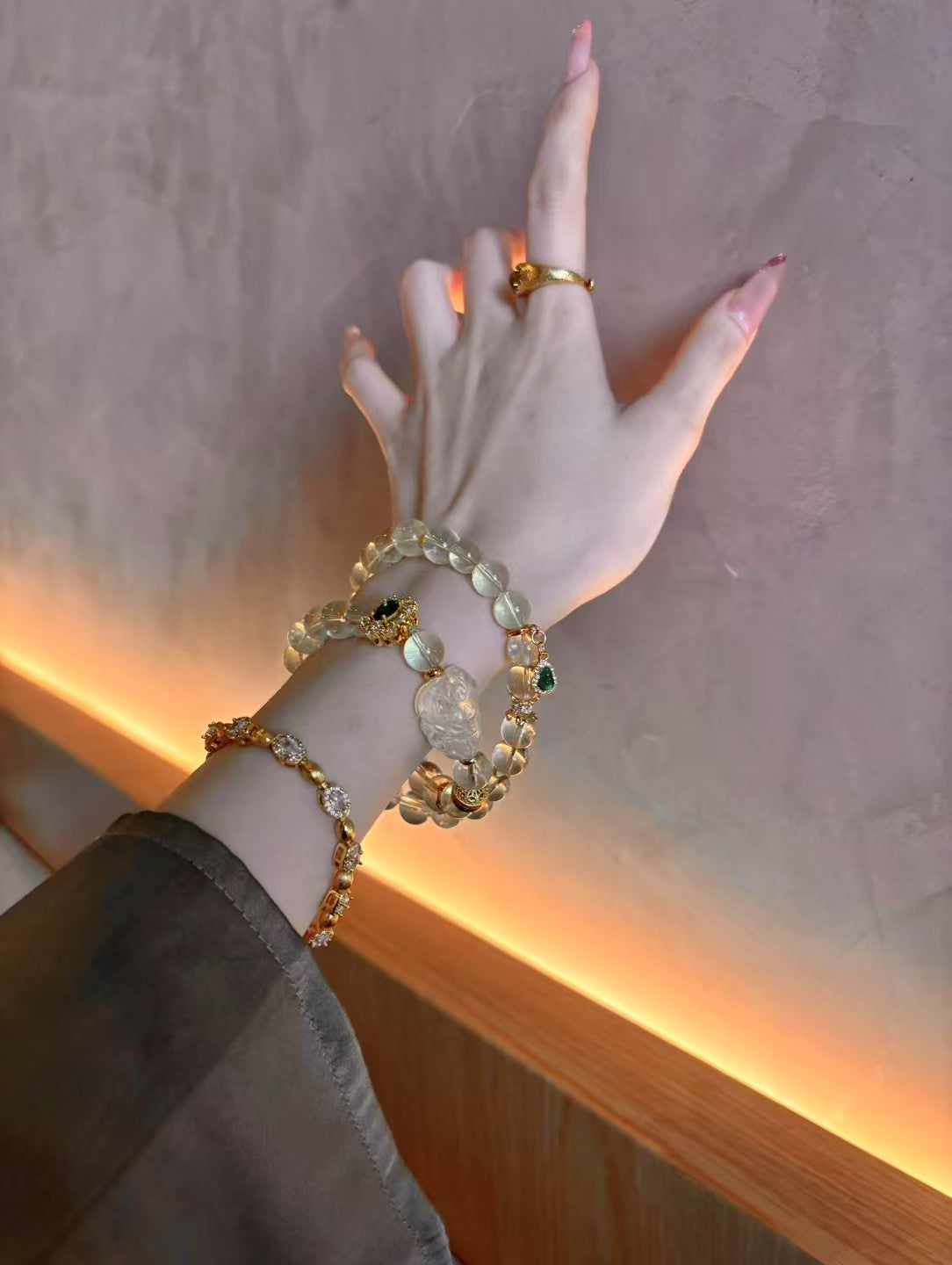 Citrine Fortune Temple: Healing Crystal Bracelet with Jade Gourd, Cloud Bead & Emerald Zircon Box