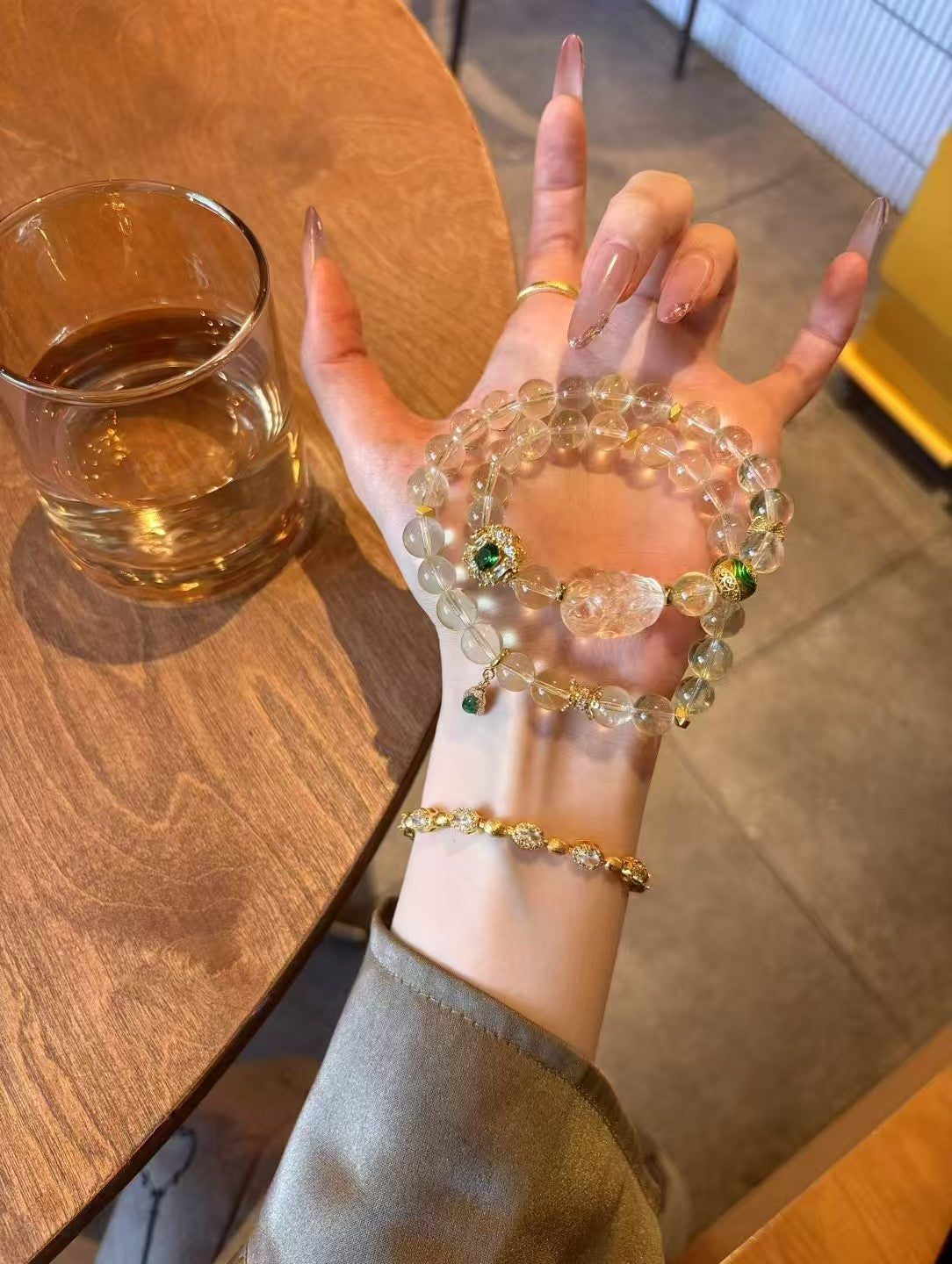 Citrine Fortune Temple: Healing Crystal Bracelet with Jade Gourd, Cloud Bead & Emerald Zircon Box