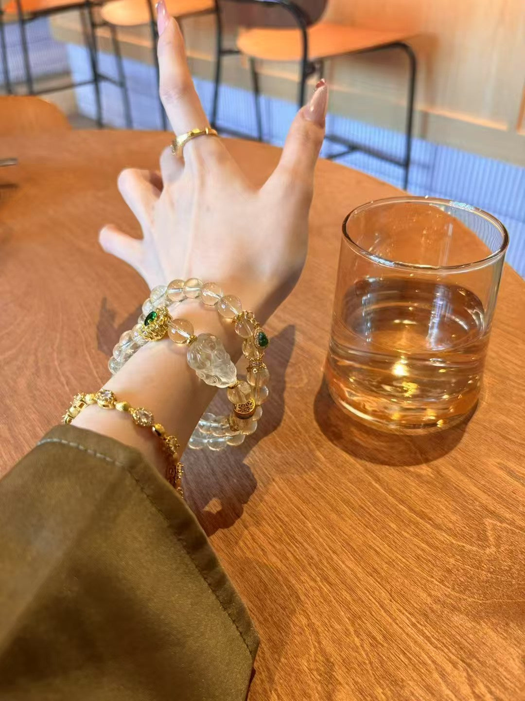 Citrine Fortune Temple: Healing Crystal Bracelet with Jade Gourd, Cloud Bead & Emerald Zircon Box