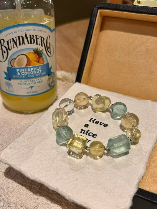 Celestial Clarity: Fluorite & Clear Quartz Healing Bracelet – Irregular Crystal Talisman for Calm & Intuition