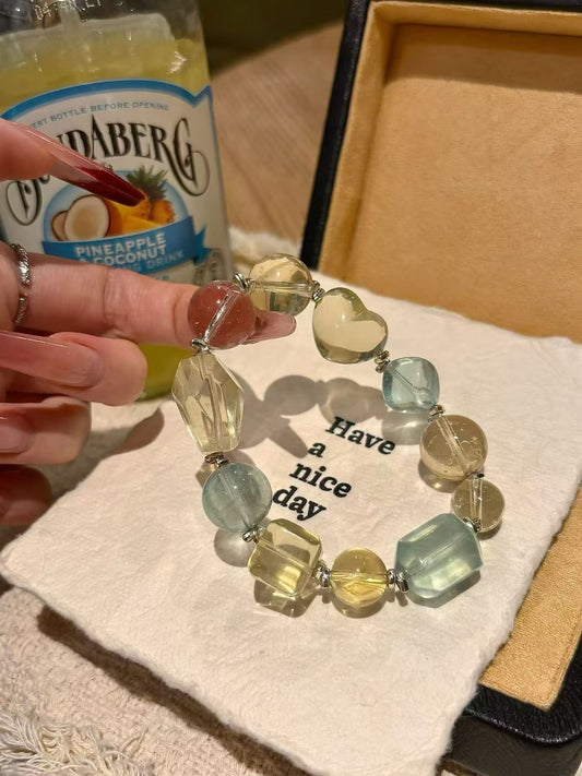 Celestial Clarity: Fluorite & Clear Quartz Healing Bracelet – Irregular Crystal Talisman for Calm & Intuition