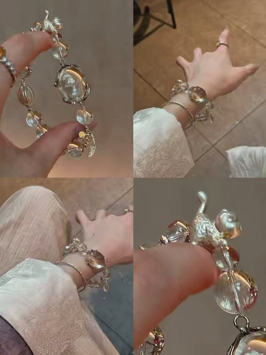 Lunar Blessing: White Shell Pearl & Clear Quartz Healing Bracelet